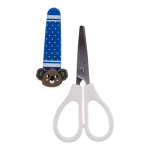 Ножницы детские с пластиковым чехлом "Животные" с резин. игрушкой блистер