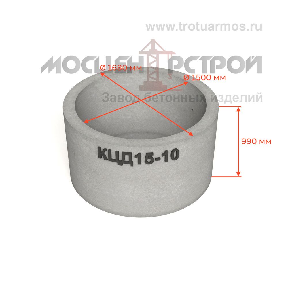 Кольцо колодезное стеновое с дном КЦД15-10 (КСД15-10)