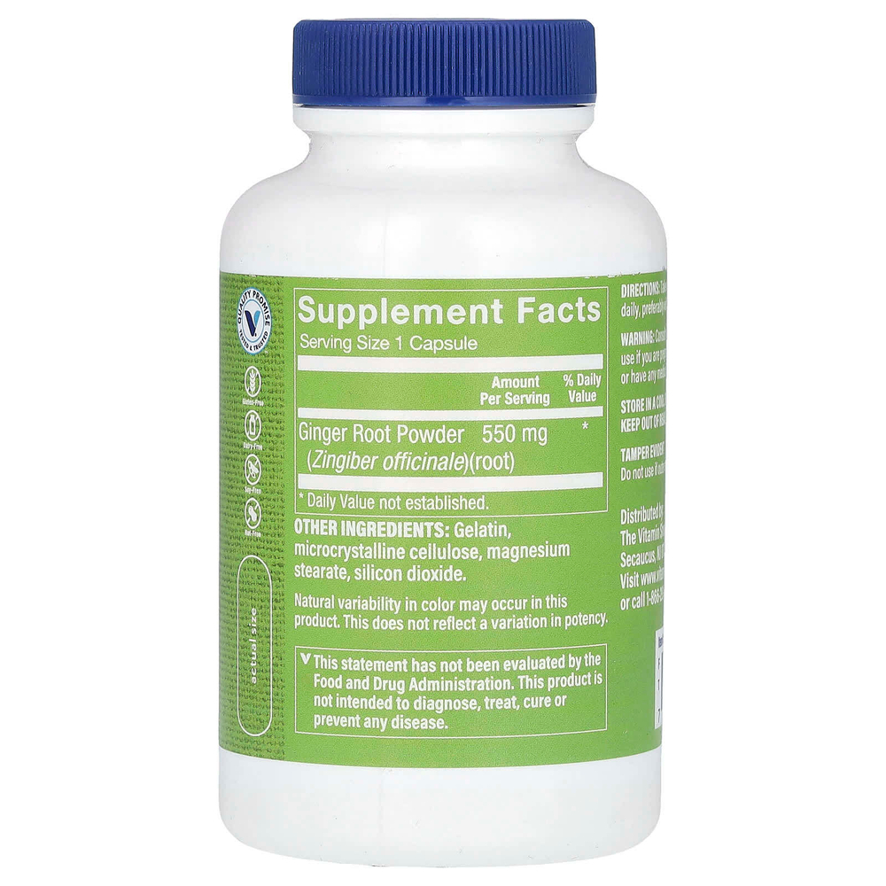The Vitamin Shoppe, корень имбиря, 550 мг, 100 капсул
