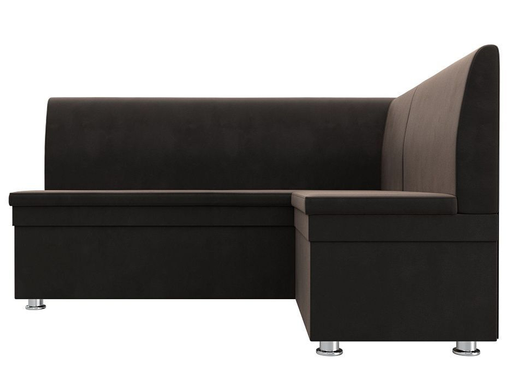 Диван кухонный угловой Уют правый угол, Коричневый, Велюр, 109624