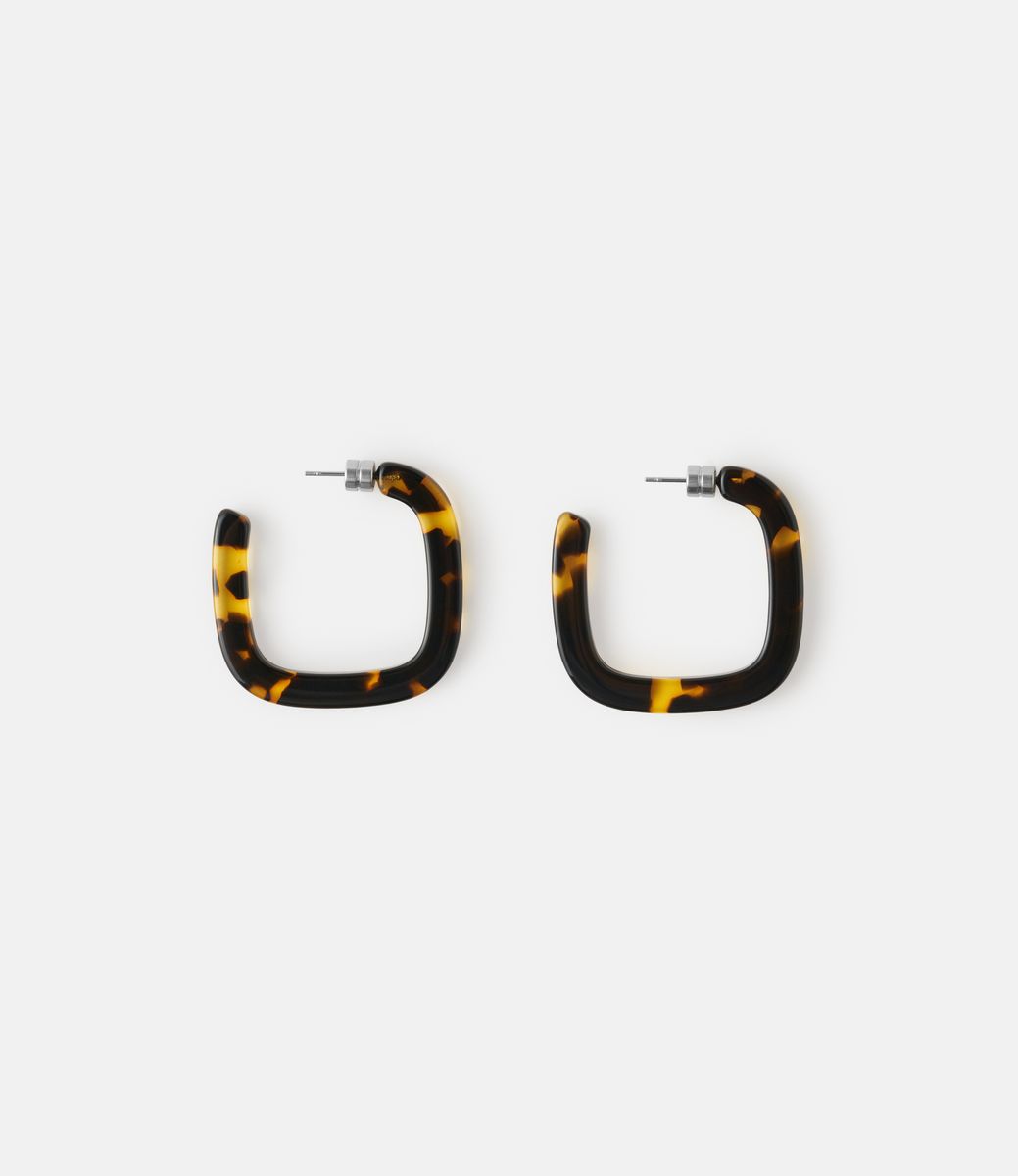 Machete Midi Square Hoops in Dark Tortoise — серьги из ацетата