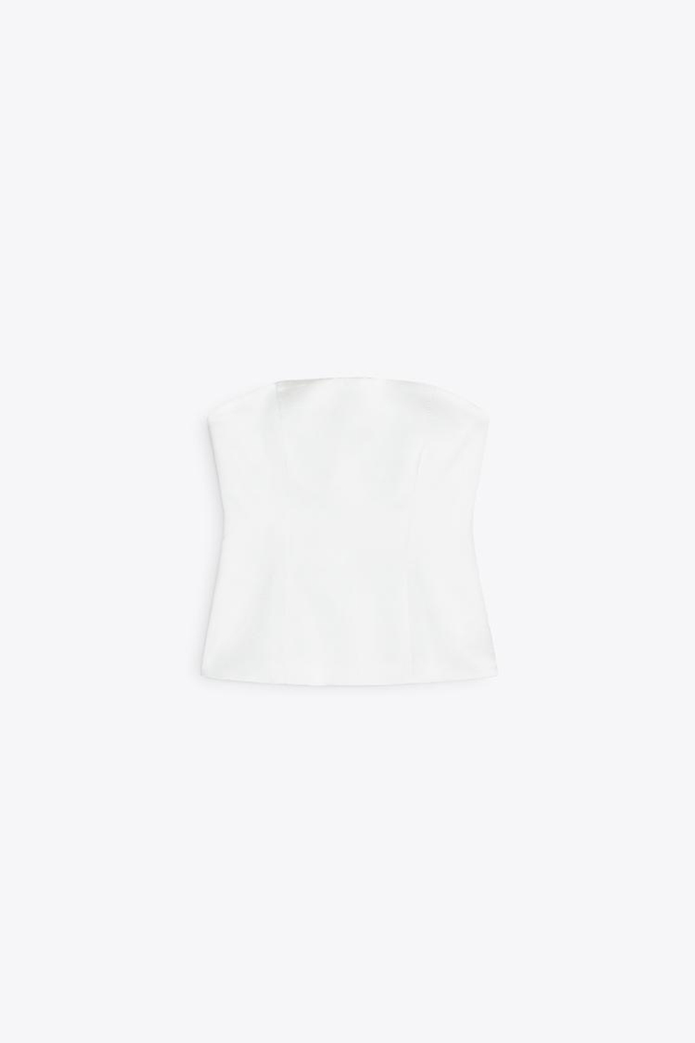 ZARA АТЛАСНЫЙ ТОП С ОТКРЫТЫМИ ПЛЕЧАМИ, БЕЛЫЙ