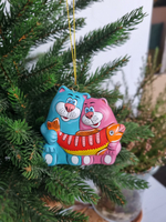 Коты рыбаки ёлочная игрушка из фарфора