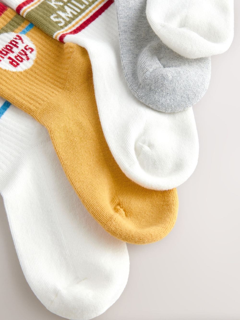 Носки хлопковые для мальчика Next AL5-373, 5 шт., Белый, Горчичный, Серый