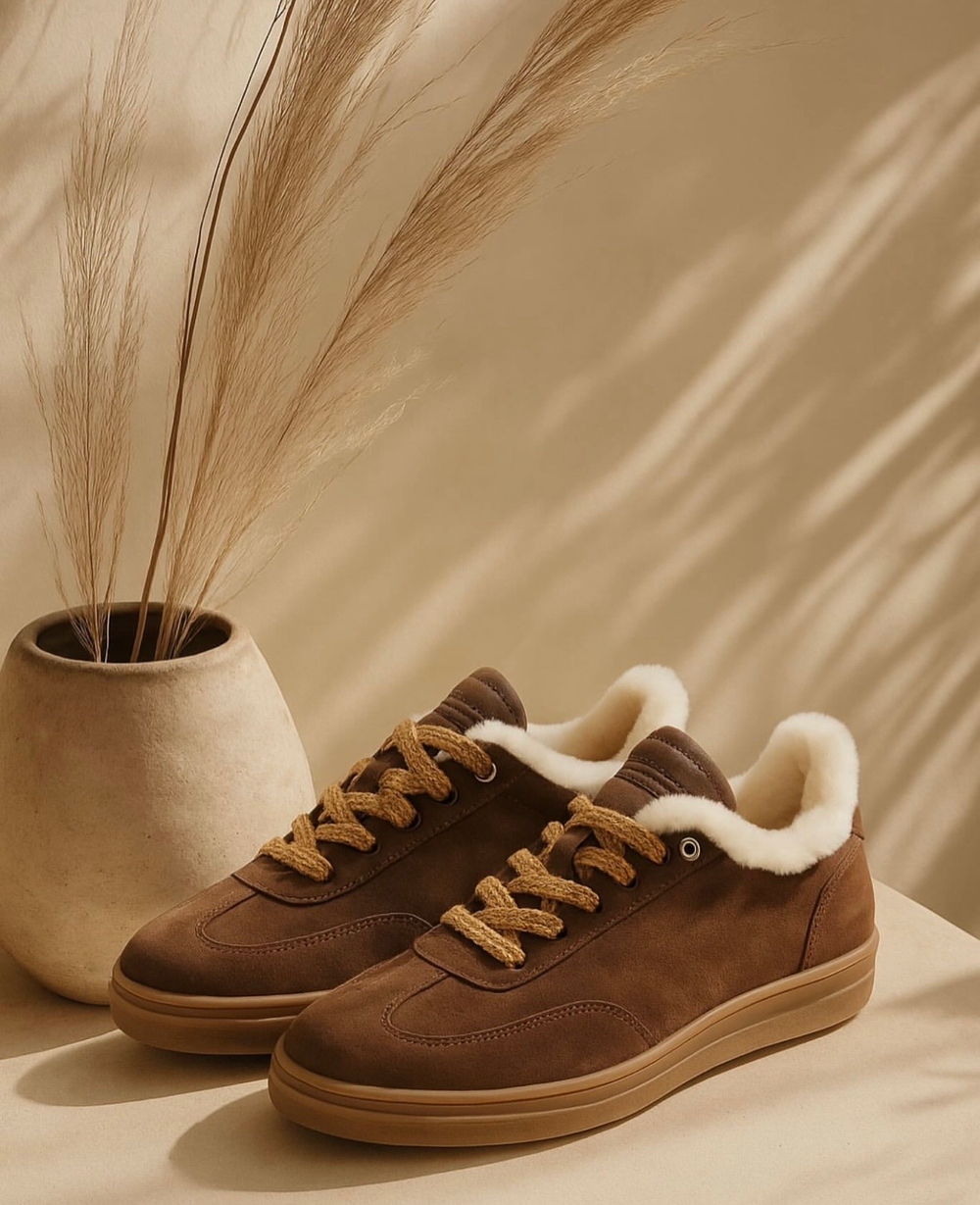 Короткие зимние кеды из натуральной кожи KANNA