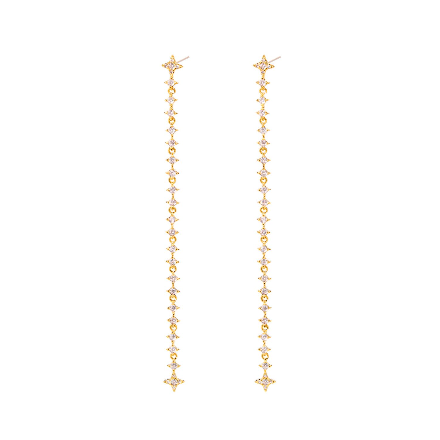 Серьги Gold Extra Long Earrings with Star crystals