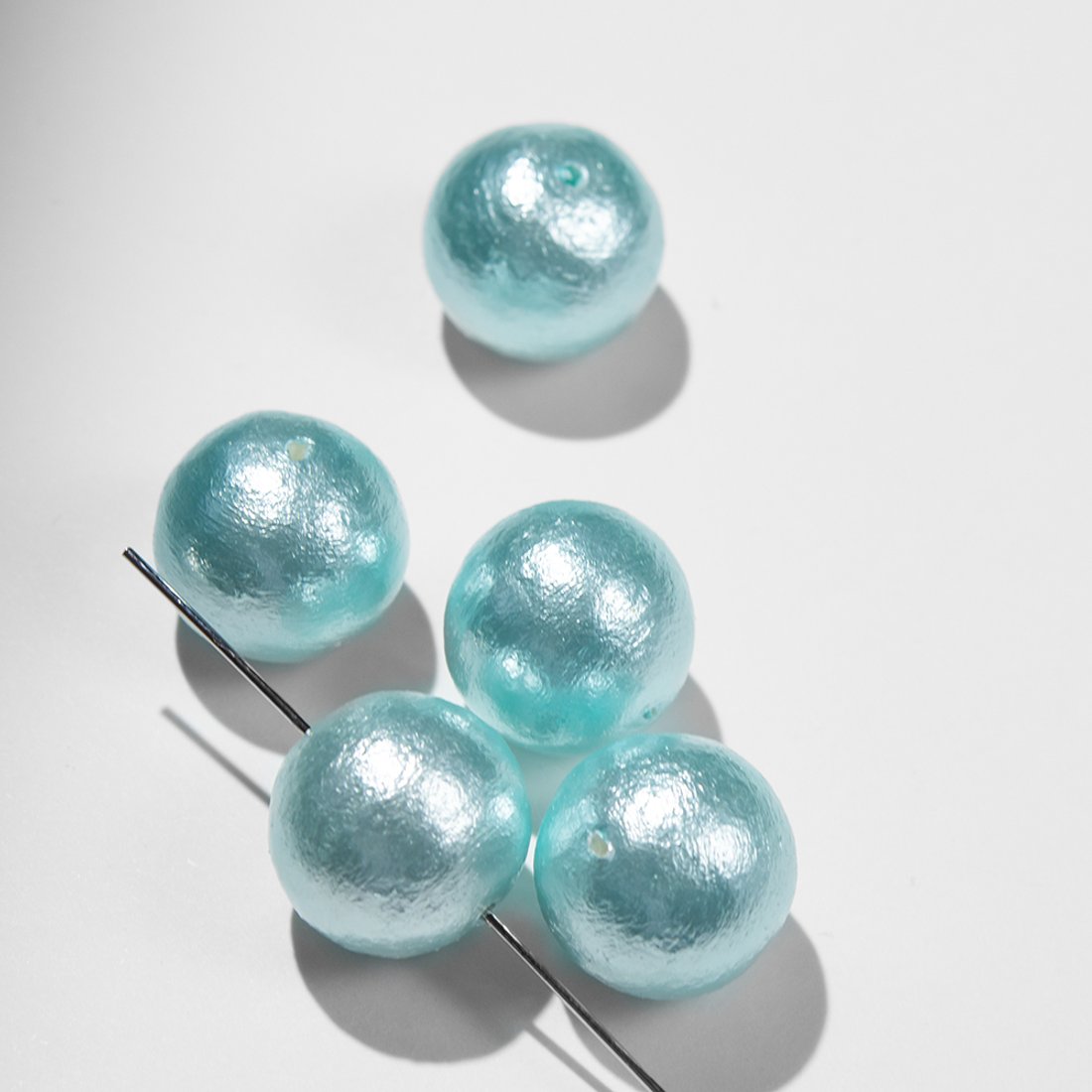 Хлопковый жемчуг, оттенок "Aqua", шар 16мм, сквозное отверстие