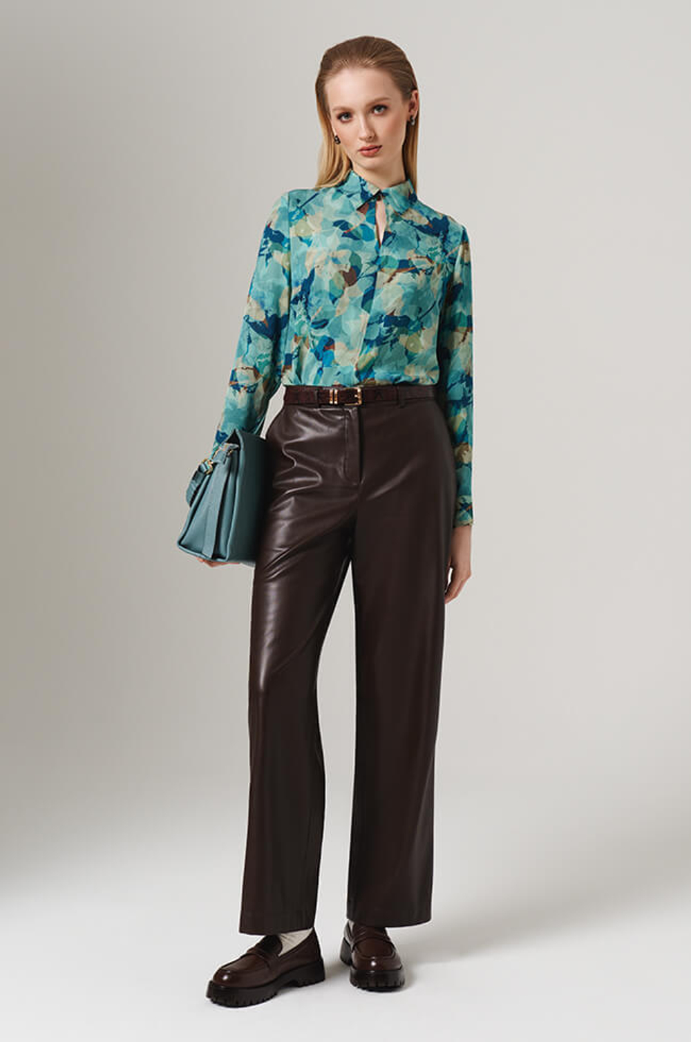 23146 Блузка женская (сине-зеленый принт)