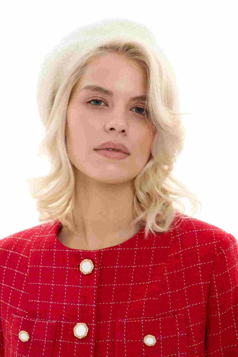 Жакет укороченный с воротничком красный