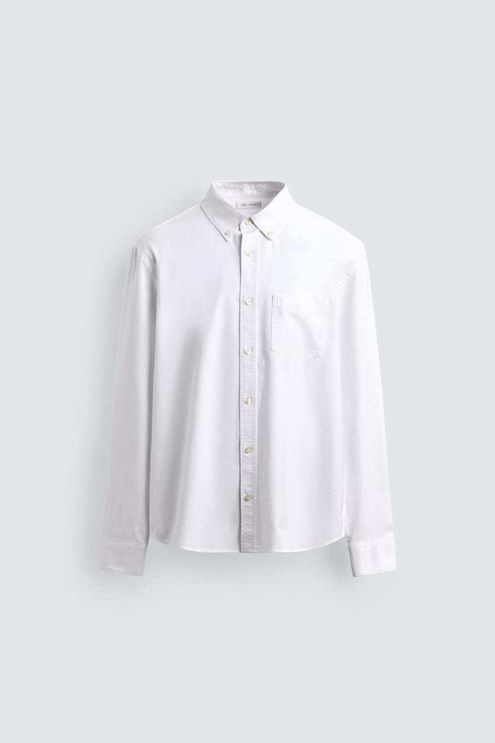 ZARA РУБАШКА С ФАКТУРНОЙ ОТДЕЛКОЙ, БЕЛЫЙ