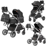Детская коляска-трансформер 3в1 Luxmom V8 с автолюлькой Черный