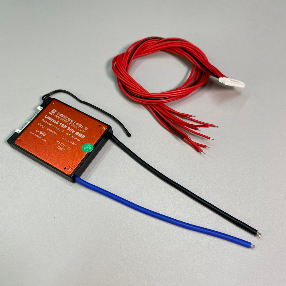 Плата LiFePo4 БМС daly 12s36v 20A с термодатчиком и балансировкой