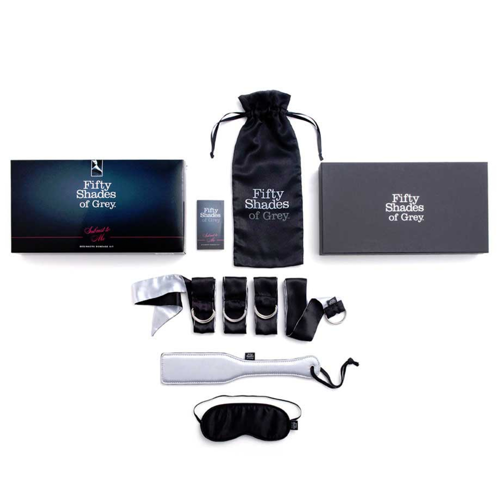 Набор фетиш-аксессуаров First Time Bondage Kit (Цвет: серебристый с черным)