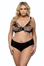 Женский купальник plus size в модной расцветке (Размер: 85F/42) (Цвет: черный)