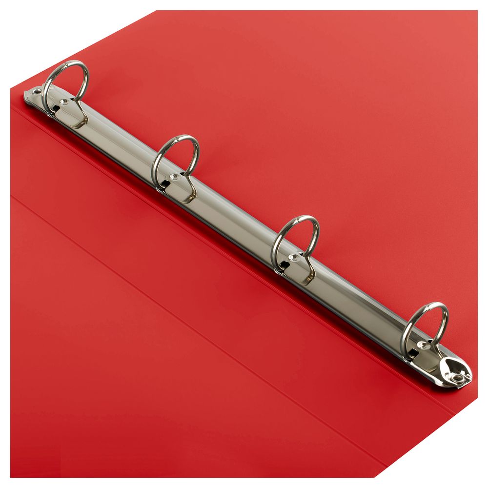 Папка на 4-х кольцах, 40мм, Стамм Стандарт, 700мкм, корешок с карманом, красная, внутрен. карман