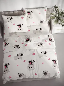 Простынь Полисатин Мечта "Мопсики" 150x215 см