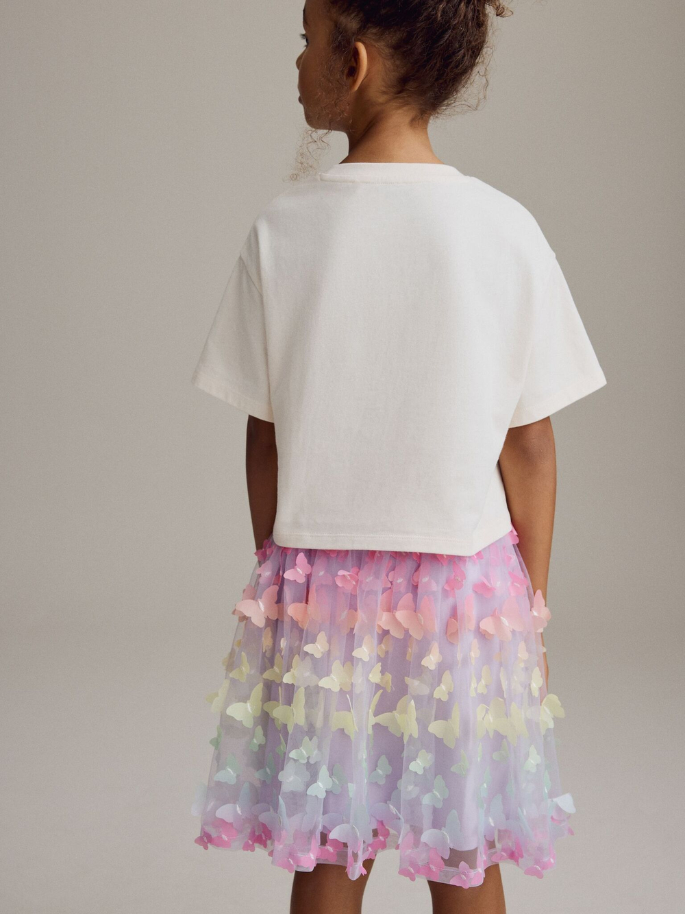 Футболка и юбка в комплекте для девочки Next E15-592, Розовый, Белый