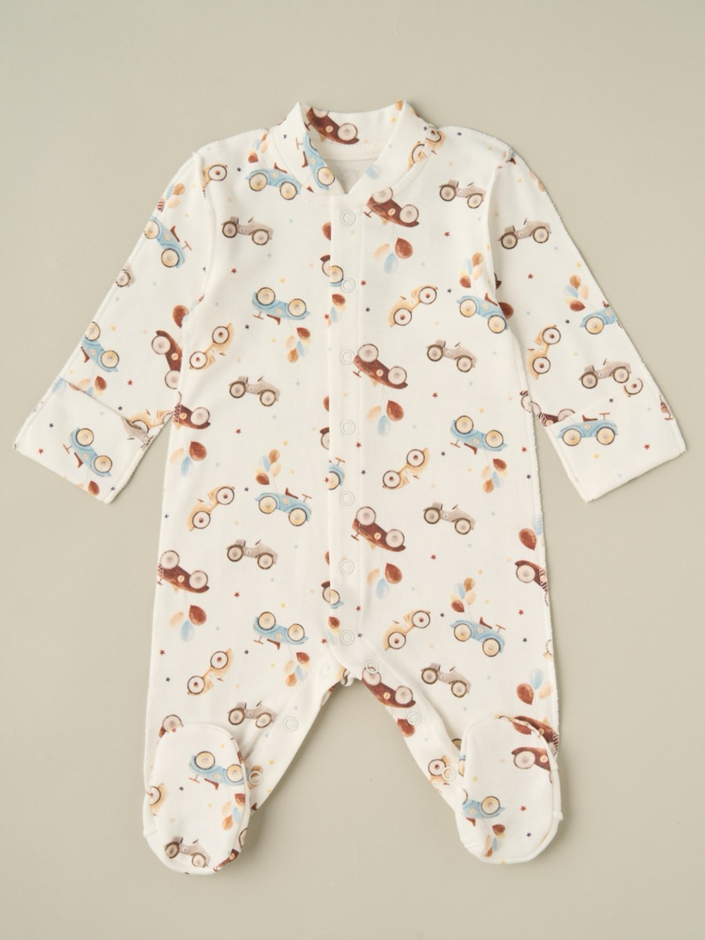 Комбинезон + шапочка-узелок "Машинки"