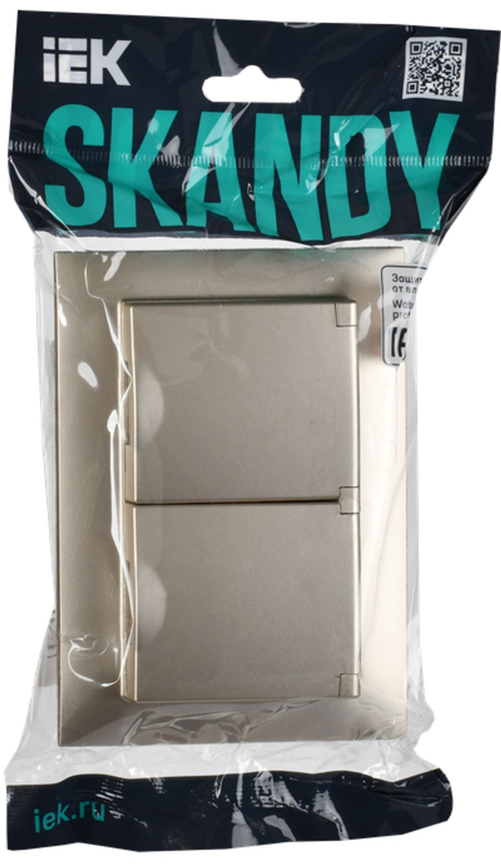 SKANDY Розетка 2-местная и крышкой 16А в сборе IP44 SK-R12Sh шампань IEK