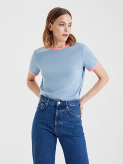 Женская футболка серо-голубой/розовый неон - folly dot.