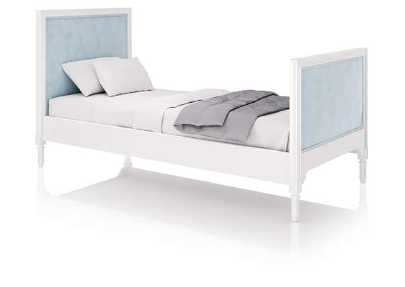 Кровать подростковая Elit (белый, голубая ткань)