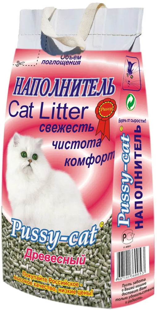 Наполнитель Pussy-Cat 4.5л Cat Litter Древесный для кошек