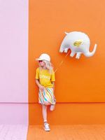 Шар (33''/84 см) Фигура, Слоник, Белый, 1 шт.