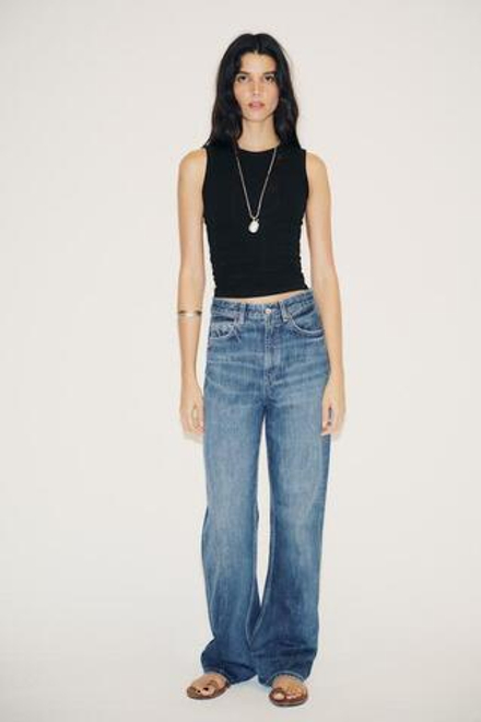 ZARA ДЖИНСЫ TRF WIDE-LEG С ВЫСОКОЙ ПОСАДКОЙ FULL LENGTH, СИНИЙ
