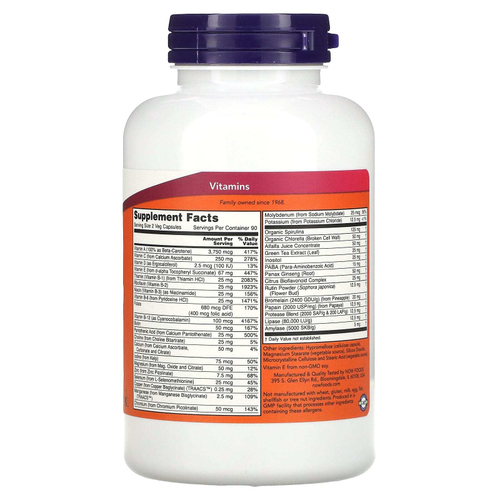 NOW Foods, Мультивитамины EcoGreen, без железа, 180 растительных капсул