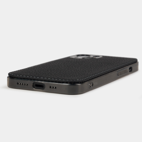 Чехол-накладка для iPhone 13 Mini из натуральной кожи теленка, цвета черный