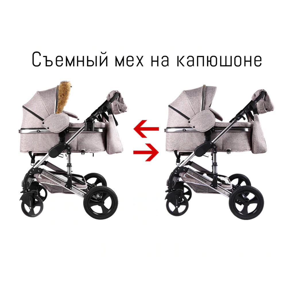 Коляска-трансформер LUXMOM 555-W 2В1 серый текстиль