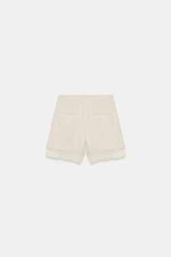 ZARA ШОРТЫ С КРУЖЕВНОЙ ОТДЕЛКОЙ, СВЕТЛО-БЕЖЕВЫЙ