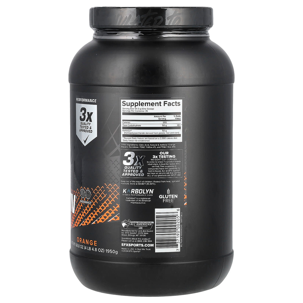 EFX Sports, Karbolyn Fuel, апельсин, 1950 г (4 фунта 4,8 унции)
