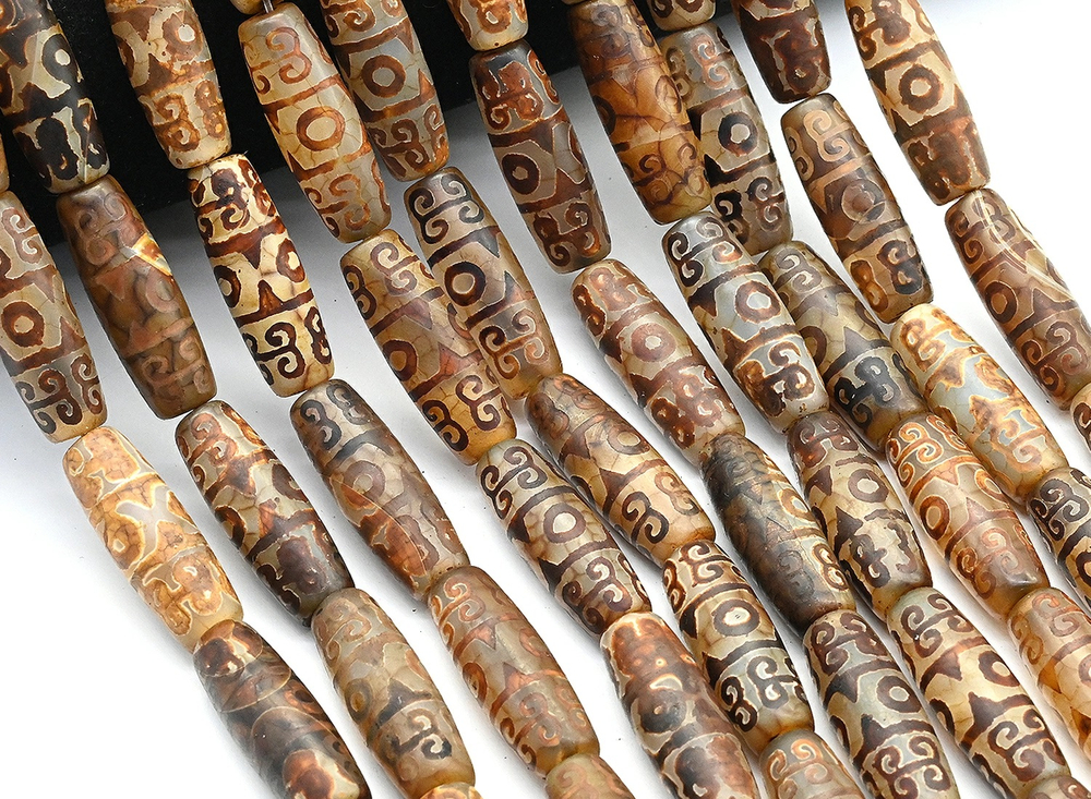 дзи-3гкм ДЗИ "3 глаза" 30*10мм, коричневый матовый