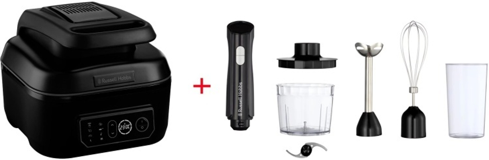 Аэрогриль/мультипечь Russell Hobbs 26520-56 черный + Блендер погружной 3 в 1 27141-56