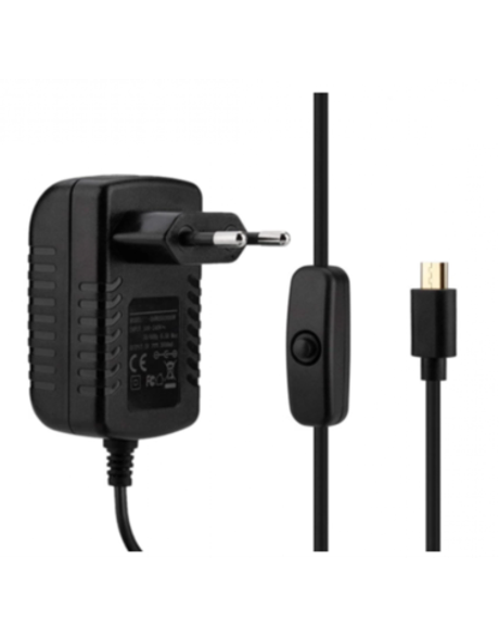 Блок питания для Raspberry Pi - 5v, 3A с кабелем MicroUSB с кнопкой