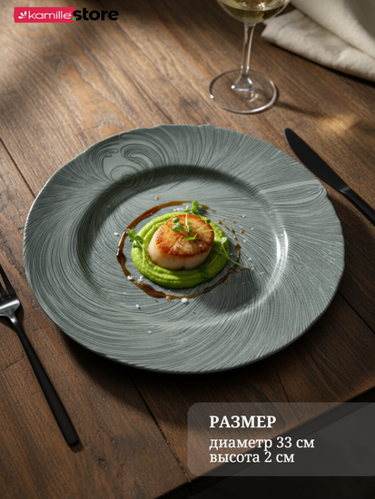 Тарелка сервировочная подстановочная 33 см. стеклянная