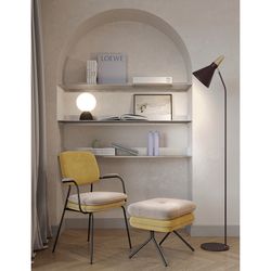 Пуф Pea, велюр, бежевый/желтый