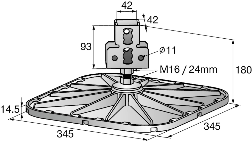 Опора для мягкой кровли MV-LDP 345х345