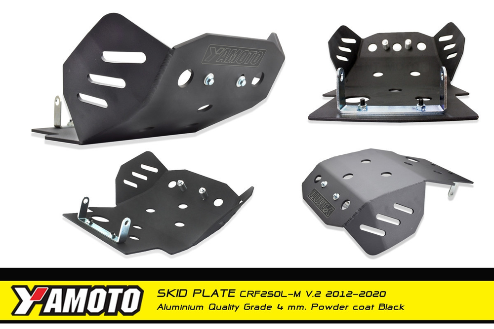 Skid Plate for Honda CRF250L-M (2012-2020). Aluminium, 4mm. V2.4 Black