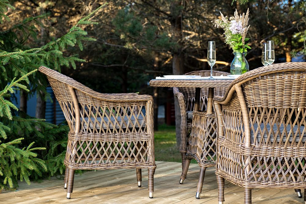 "Дольче" обеденная группа из искусственного ротанга, цвет коричневый