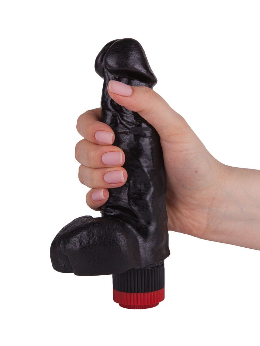 Чёрный фаллический вибромассажёр - 17,8 см. (Цвет: черный)