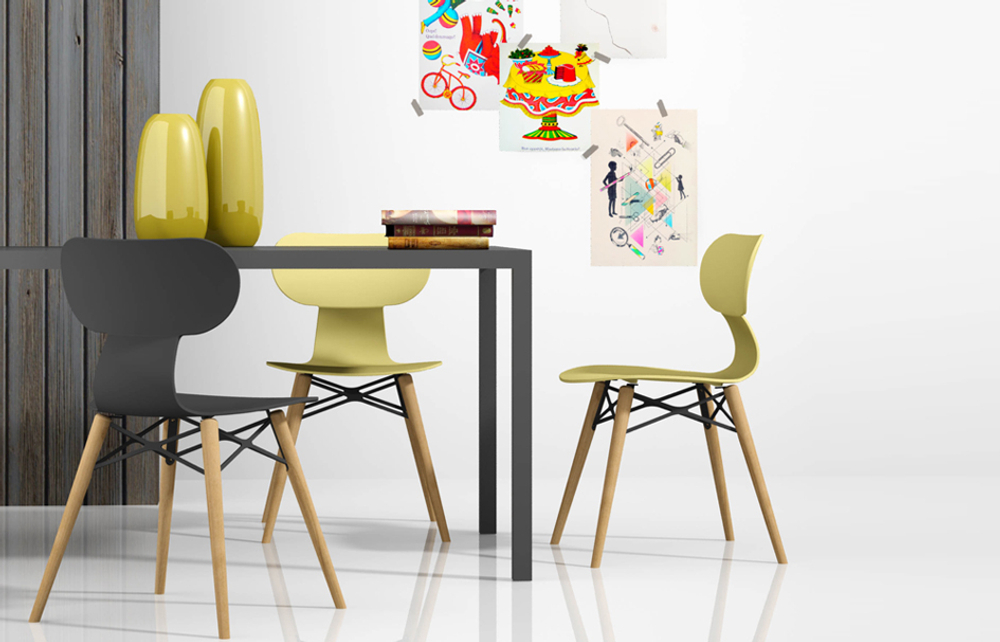 Стул пластиковый Papatya Yugo-S Wox Beech, антрацит