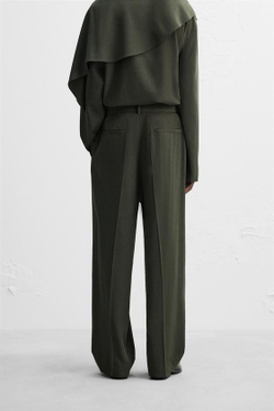 ZARA X NANUSHKA БРЮКИ С ПОЯСОМ, ЗЕЛЕНЫЙ/СИНИЙ