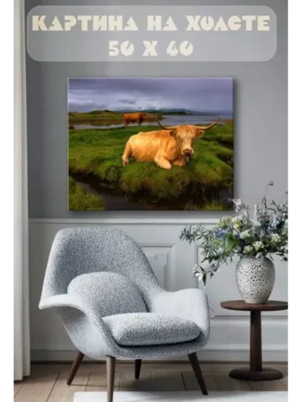 Картина на стену 40 X 50 Шотландская корова