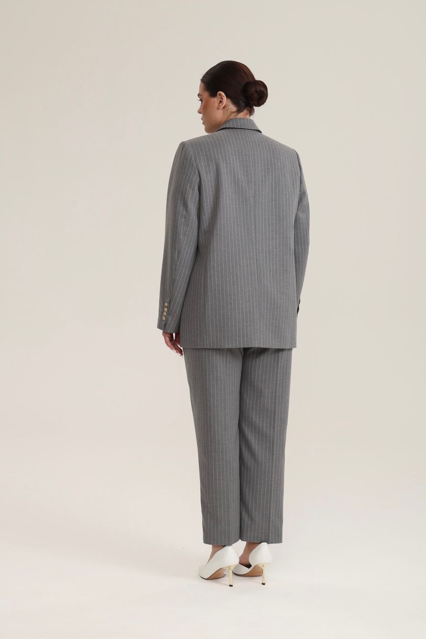 Брюки классические в полоску, серый