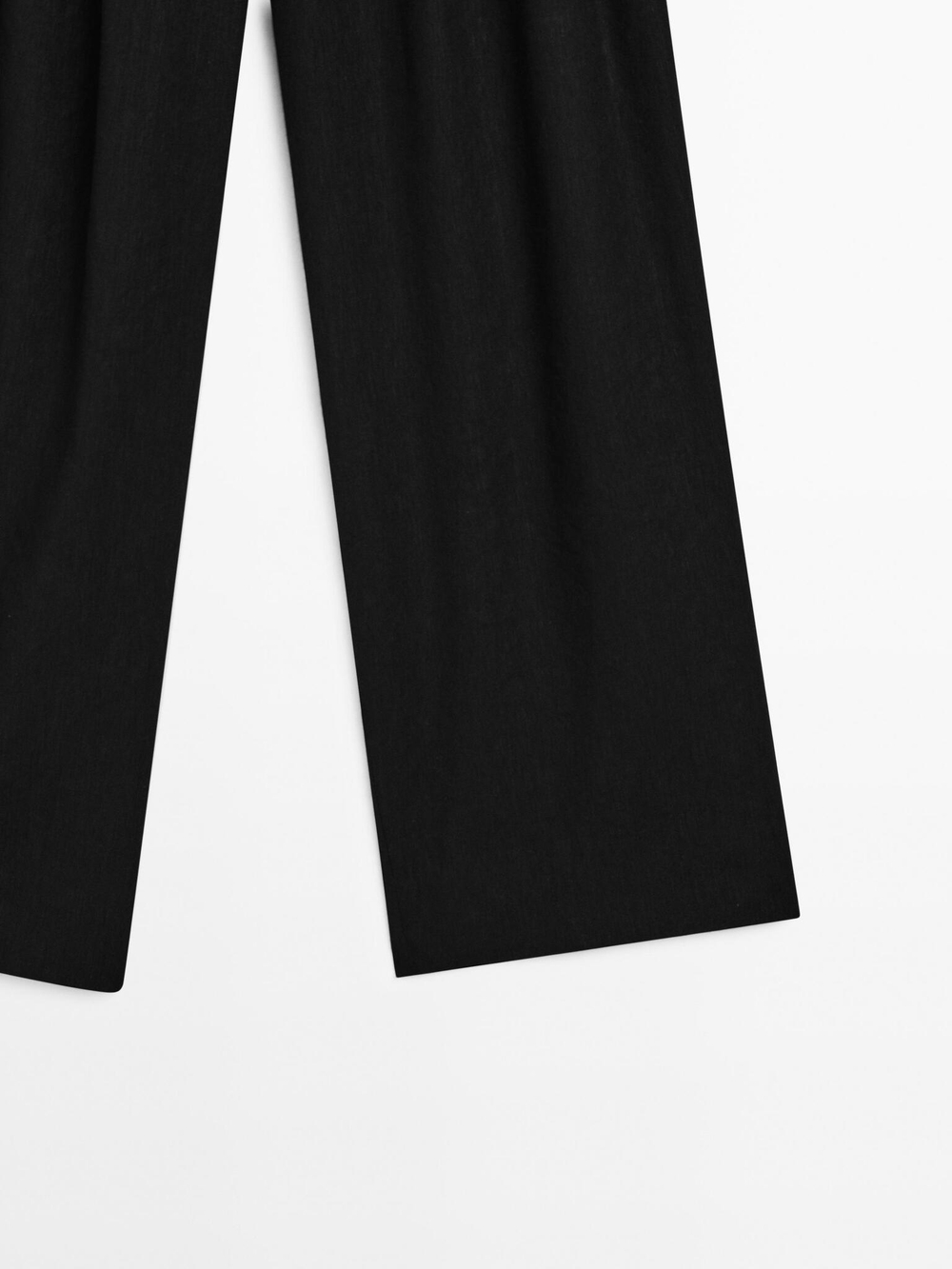 Massimo Dutti Брюки прямого кроя из смесового льна с защипами, черный