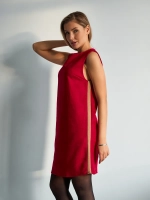 Платье сарафан офисное замшевое А силуэт с лампасами