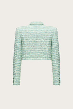 Укороченный жакет из мятного твида