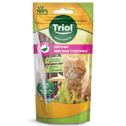 Лакомство Triol для кошек Мягкая мясная соломка из утки 40 гр